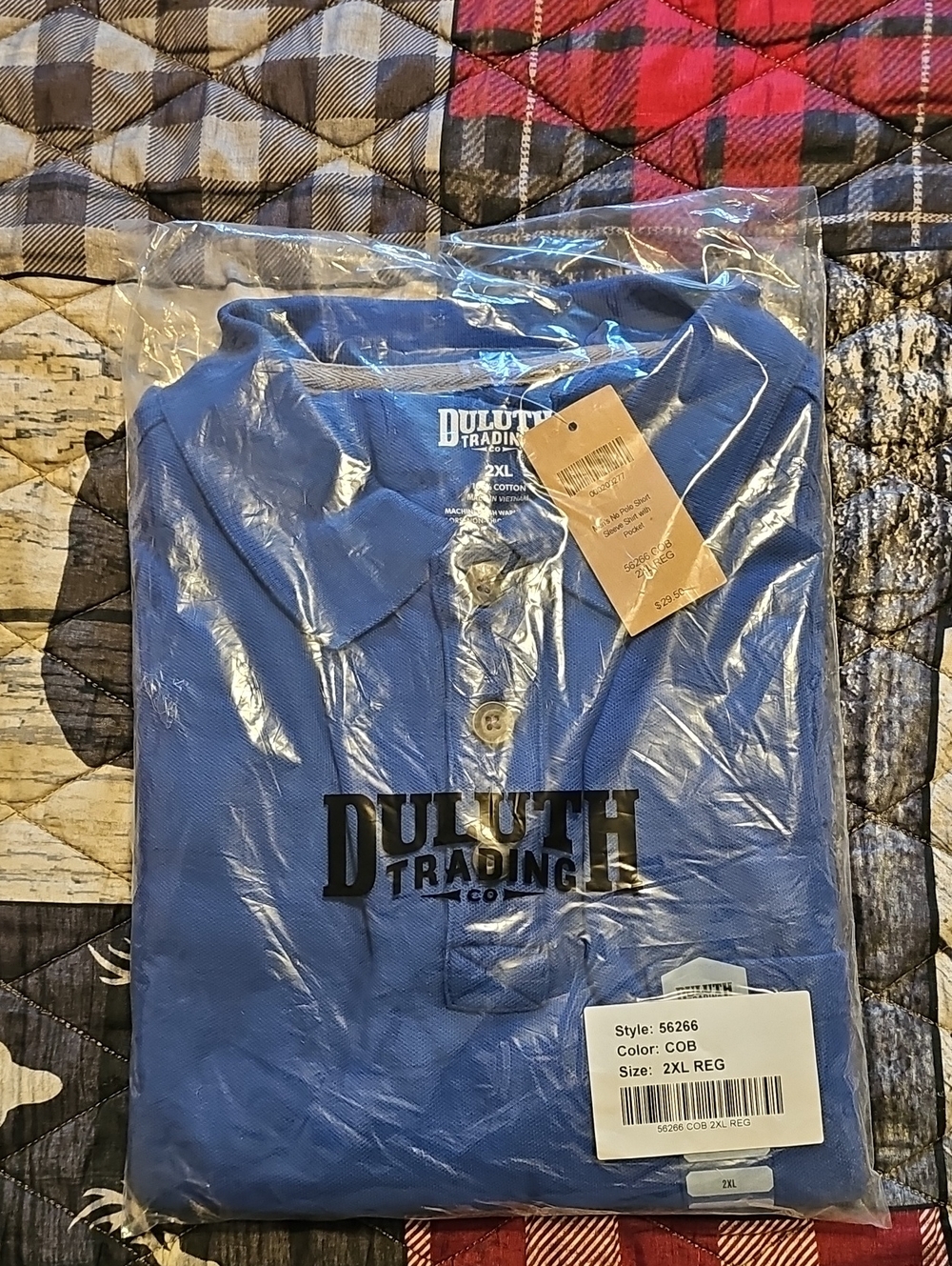 Duluth Trading Co Blue Henley Shirt with Button Placket